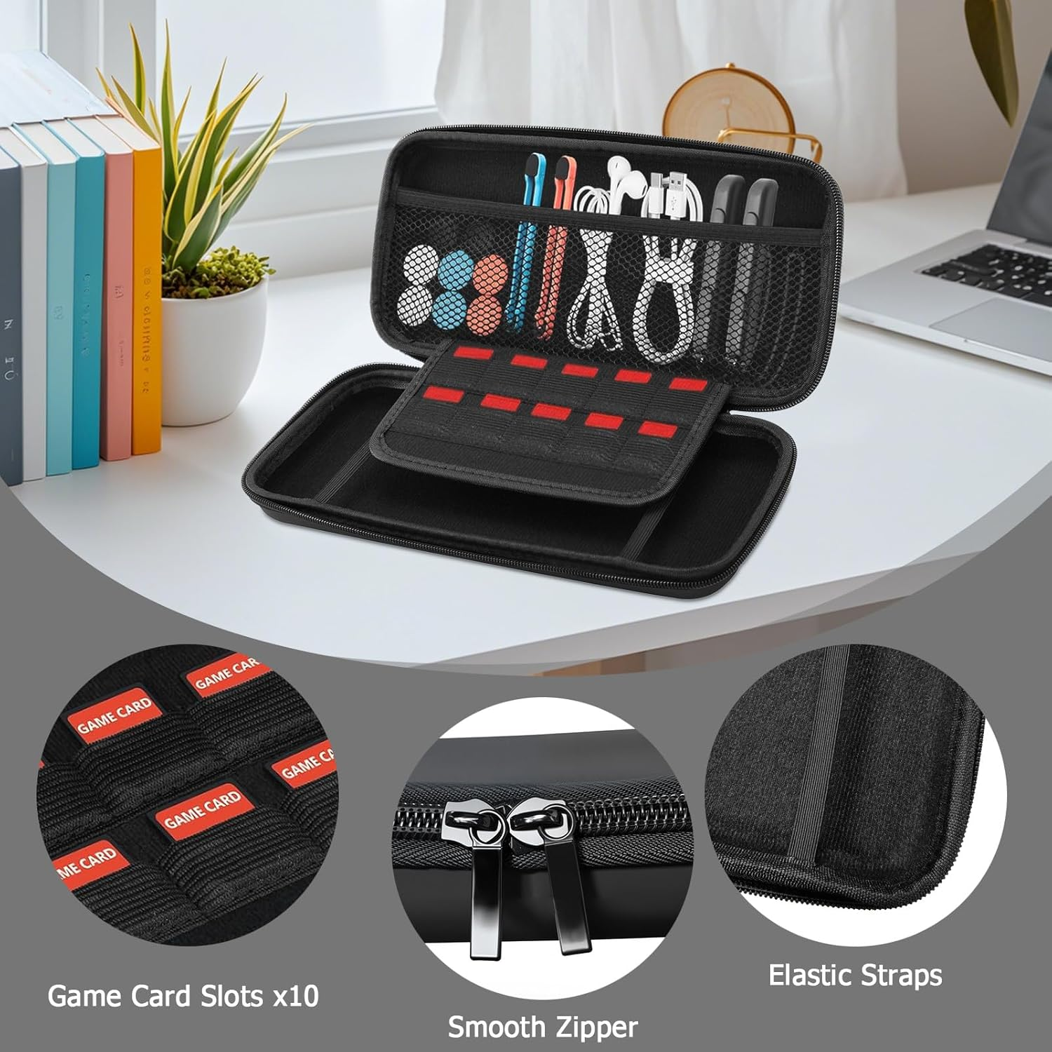 Carrying Case Compatible with Nintendo Switch 2 (2025), Protective Travel Case with 10 Game Cartridge Slots for Charger and Switch 2 Accessories