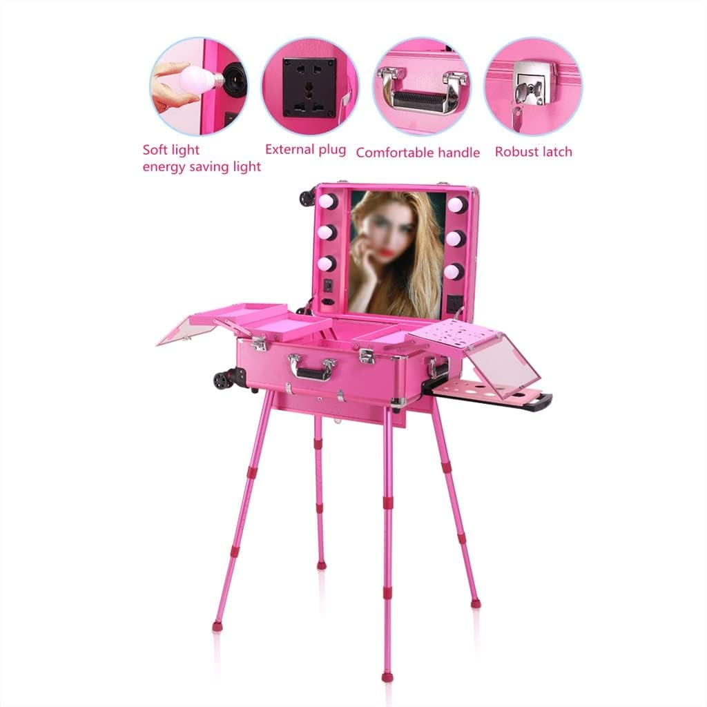 Cosmetic Cases Makeup Artist Suitcase Aluminum Travel Beauty Nail Suitcase with Mirror Light Makeup Trolley Tool Case Suitcase /1465 image number 4