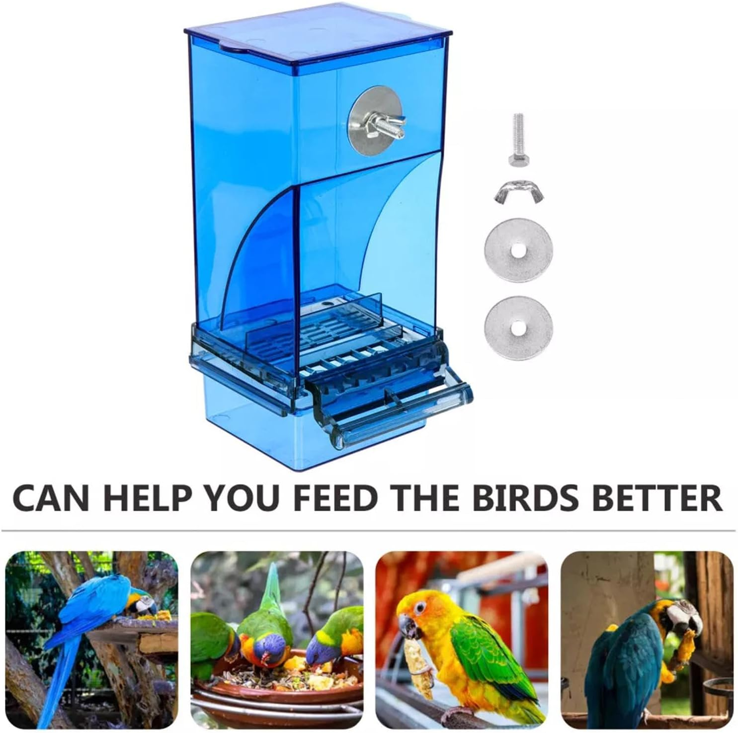 No Bird Feeder for Cage,Automatic Clear Acrylic Parakeet Feeder | Parrot Foraging Feeder for Cockatiel, Bird Cage Accessories for Most Birds Parrots Canaries Cockatoos image number 6