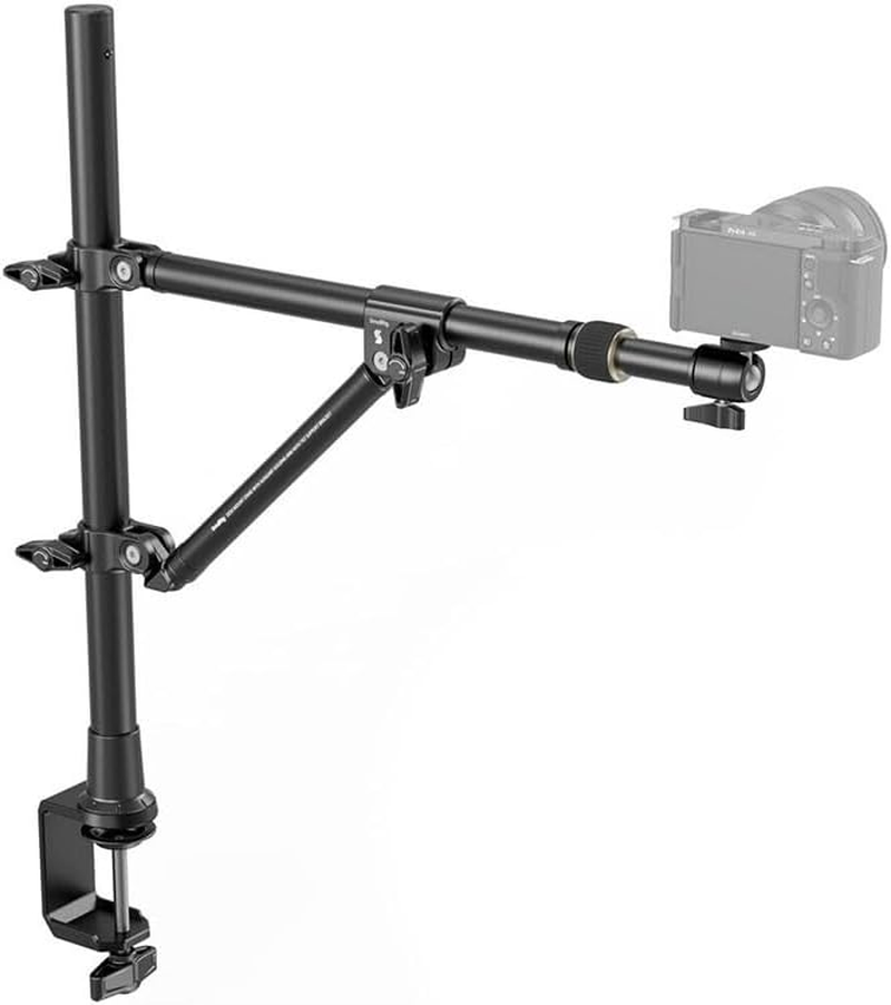 SMALLRIG Triangle Camera Desk Mount, Max. Load 3Kg/ 6.6Lbs, Overhead Camera Mount with Auxiliary Support Rod, with Phone Holder and Small Ball Head for Camera/Phone/Light/Webcam - 4304 image number 3