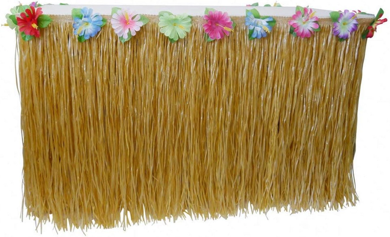 2 Sets Tropical Hawaiian Luau Grass Table Skirt - Decorate Your Party with Island Vibes image number 2