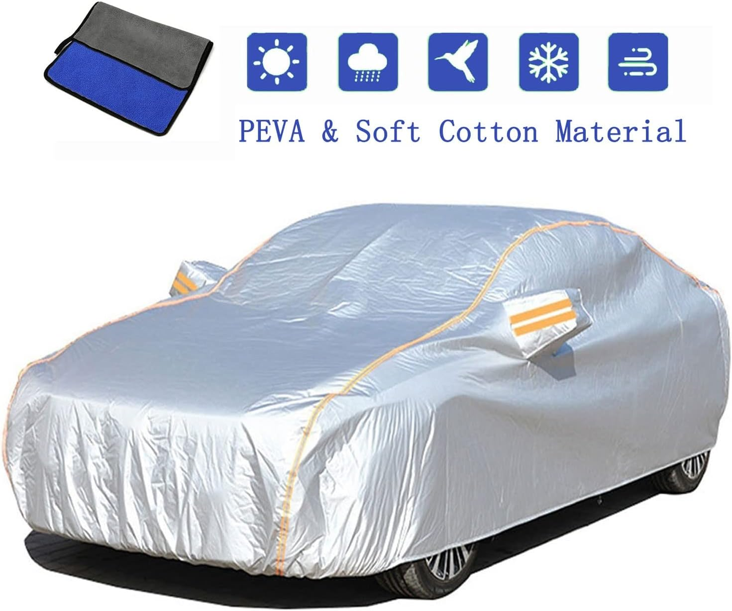 Car Cover for Toyota C-HR 2.0 Hybride GR Sport| Waterproof Auto Snow Cover Windproof Scratch Resistant Outdoor UV Protection Vehicle Cover (Color : Silver)
