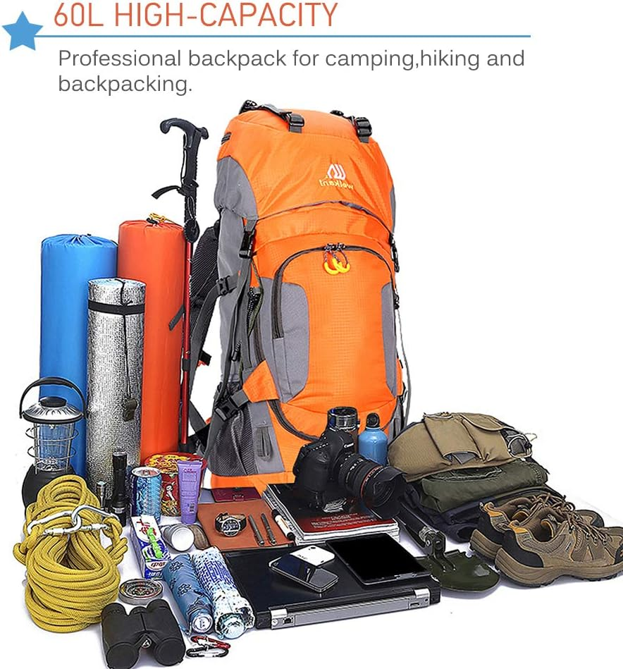 Mingzhe 60L Waterproof Hiking Backpack Camping Mountain Climbing Cycling Backpack Outdoor Sport Bag with Rain Cover image number 3