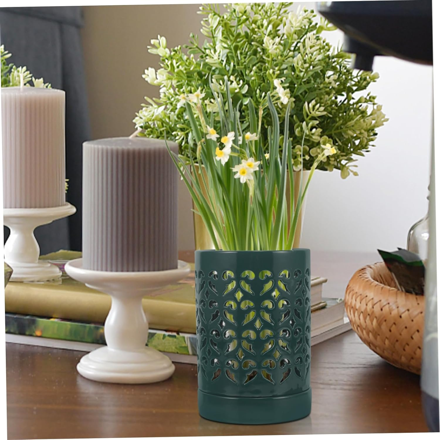 Ceramic Orchid Pot for Plants Outdoor Planter Box Decorative Flower Pot - White image number 5