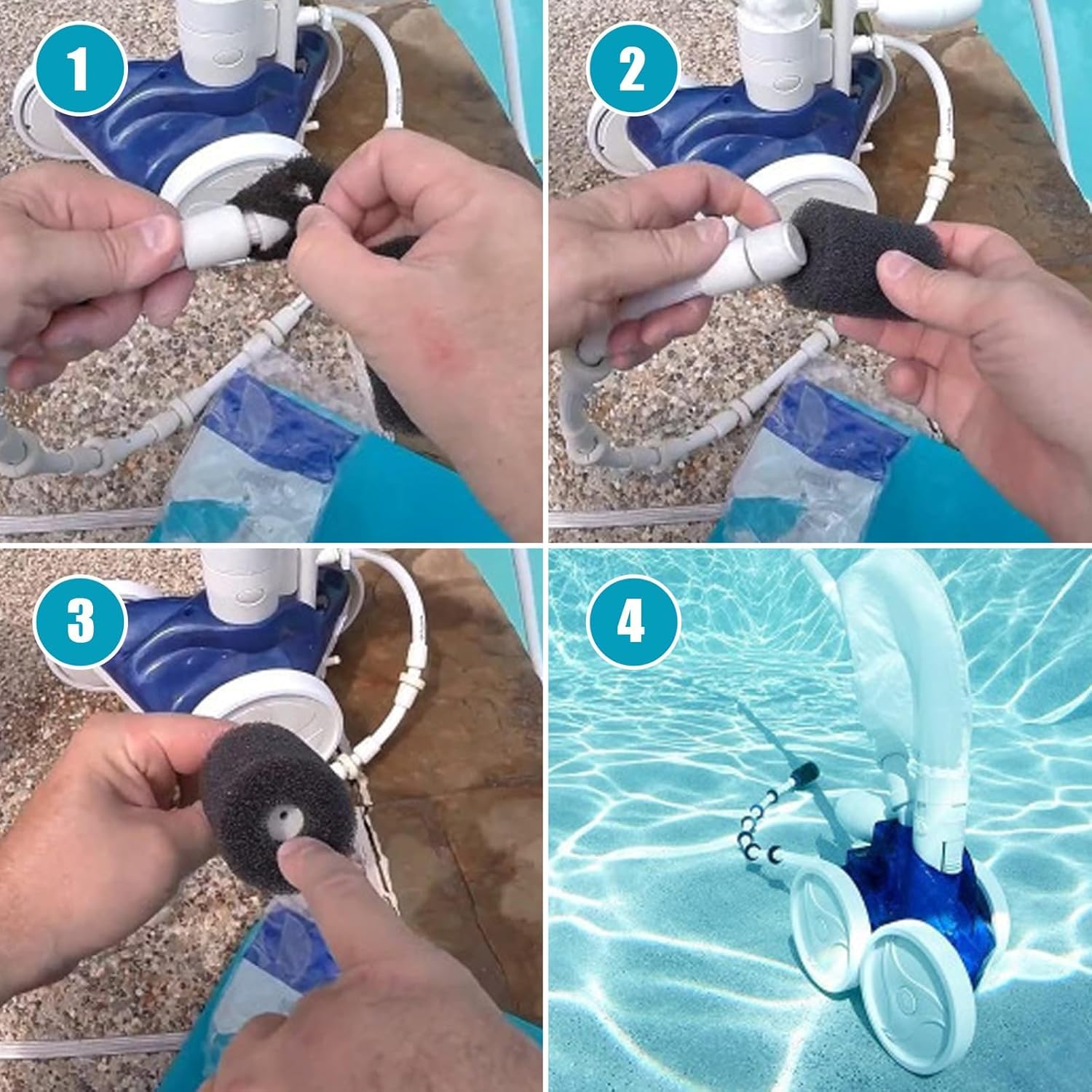 Kuskins 12 Pack Polaris Pool Cleaner Parts,9-100-3105 Replacement Sweep Hose Tail Scrubbers Replacement for Sweep Pool Cleaner Fits Polaris 180 280 360 380 480 3900,Pool Cleaner Backup Filter Parts