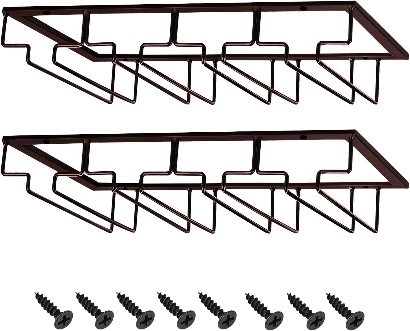 MOCOUM (4 Rows) - Wine Glasses Rack under Cabinet Stemware Rack,Wine Glass Hanger Rack Wire Wine Glass Holder Storage Hanger for Cabinet Kitchen Bar (4 Rows)