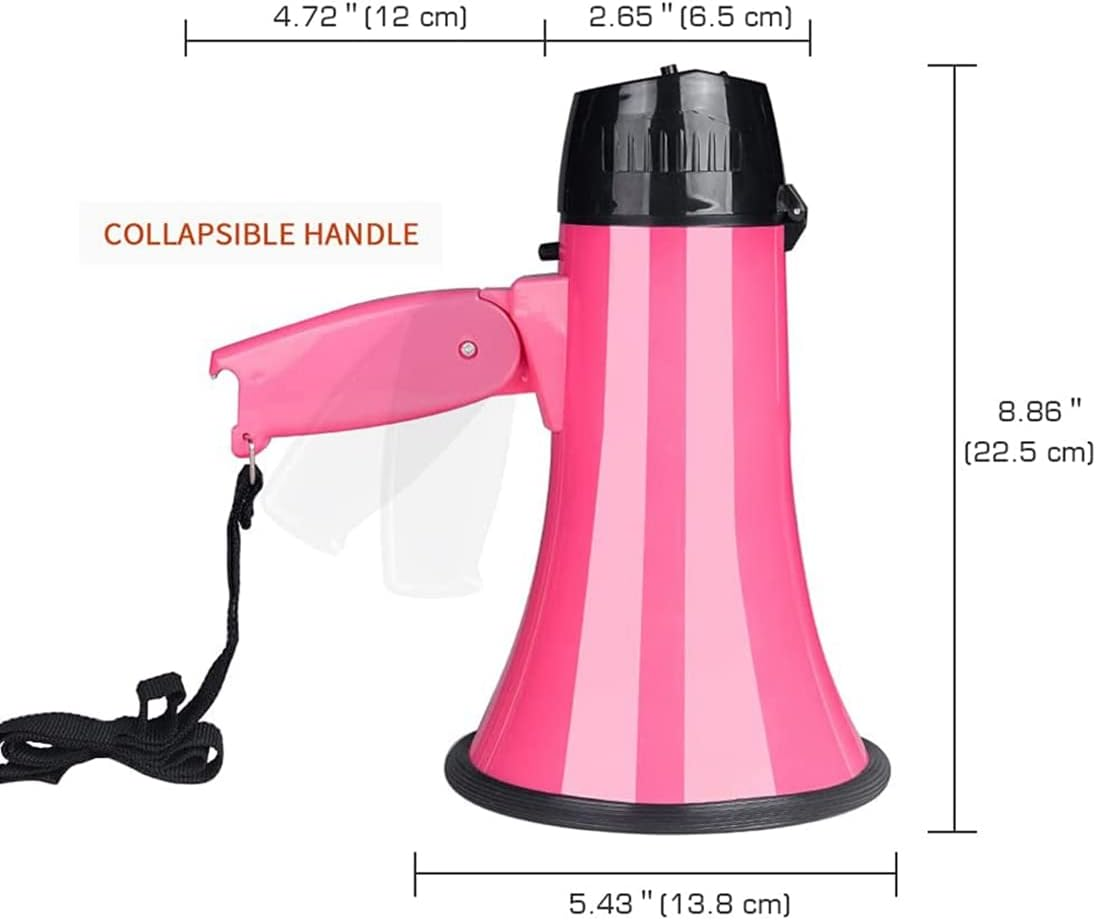 25 Watt Compact Megaphone Speaker PA Bullhorn - with Built-In Siren, Voice Recorder, Bottle Opener,Pink image number 2