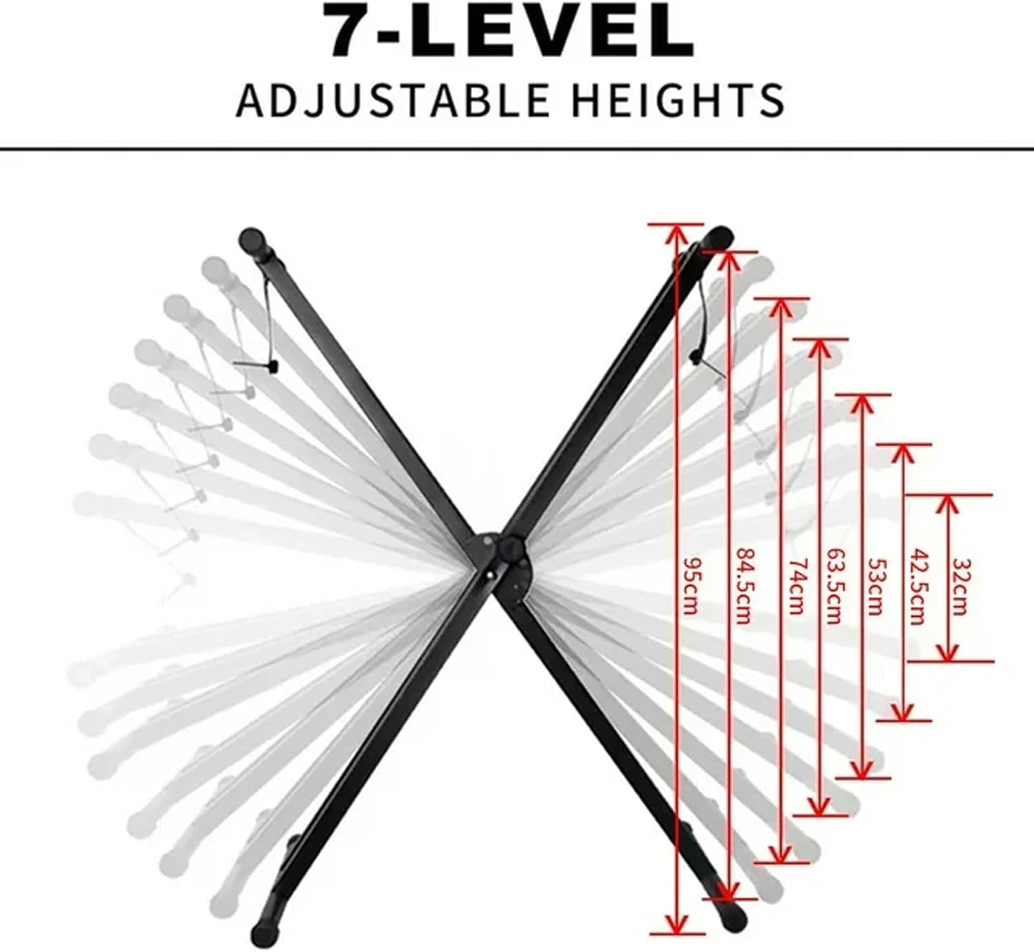 Sulishang Piano Keyboard Stand & Piano Bench Set, Adjustable Portable Piano Set, Heavy Duty X-Shaped Premium Piano Stand Have Locking Chain for 61-Key and 88-Key Keyboard (95CM Keyboard Stand) image number 5