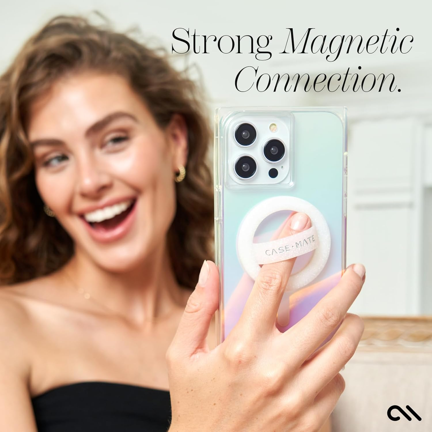 Case-Mate Magnetic Phone Grip (Loop Grip) - Magnetic Phone Ring Holder - Removable Soft Magsafe Iphone Holder - for Iphone 14 Pro Max / 14 Pro / 14 plus / 14/13 Pro Max / 13 Pro / 13/12 - Sparkle - Mother Of Pearl image number 3