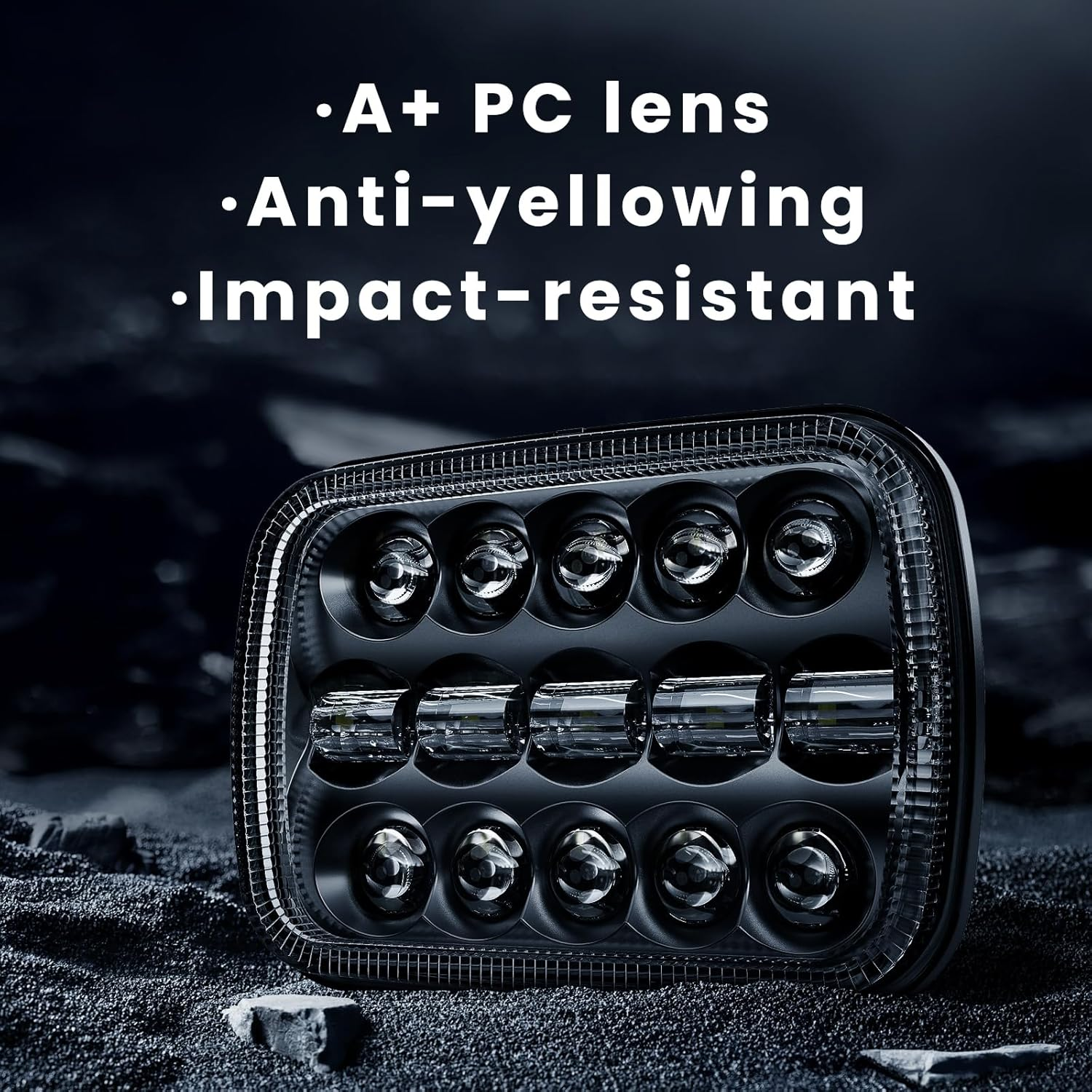 HWSTAR 110W 5X7 Led Headlights 7X6 H6054 Headlight Hi/Low Sealed Beam Compatible with Jeep Wrangler YJ Cherokee XJ Ford GMC Toyota Nissan Dodge Truck Van Etc Pair Black