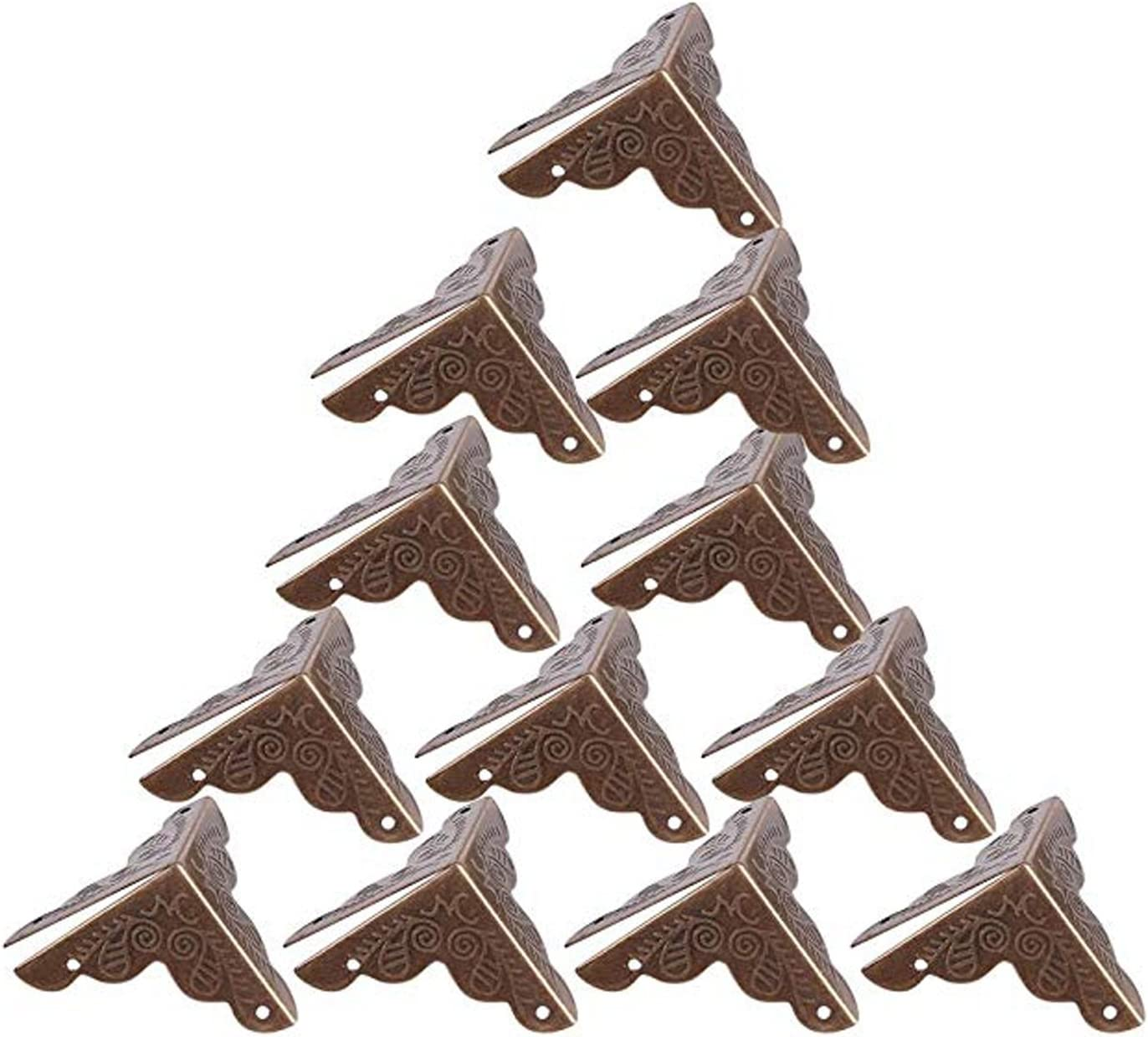 12 Pack Vintage Metal Corner Protectors, 24Mm Bronze Iron Decorative Guards with Screws for Wooden Cabinet, Box, Furniture