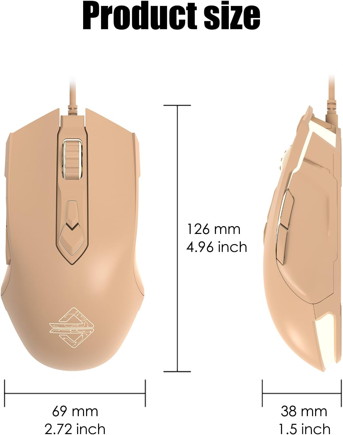 AJ52 Gaming Mouse Wired, 7 Programmable Buttons, Computer Mice with RGB LED Backlit, 500-2750 DPI Adjustable,For Windows/Mac Os/Linux (Milktea) image number 2