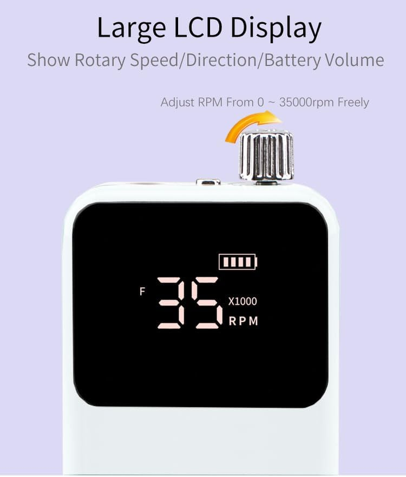 KIARA SKY Nail Drill-Portable Professional Drill-Electric File-Polishing, Removal-For Salon Home (Premium Brushless Motors, White) image number 6