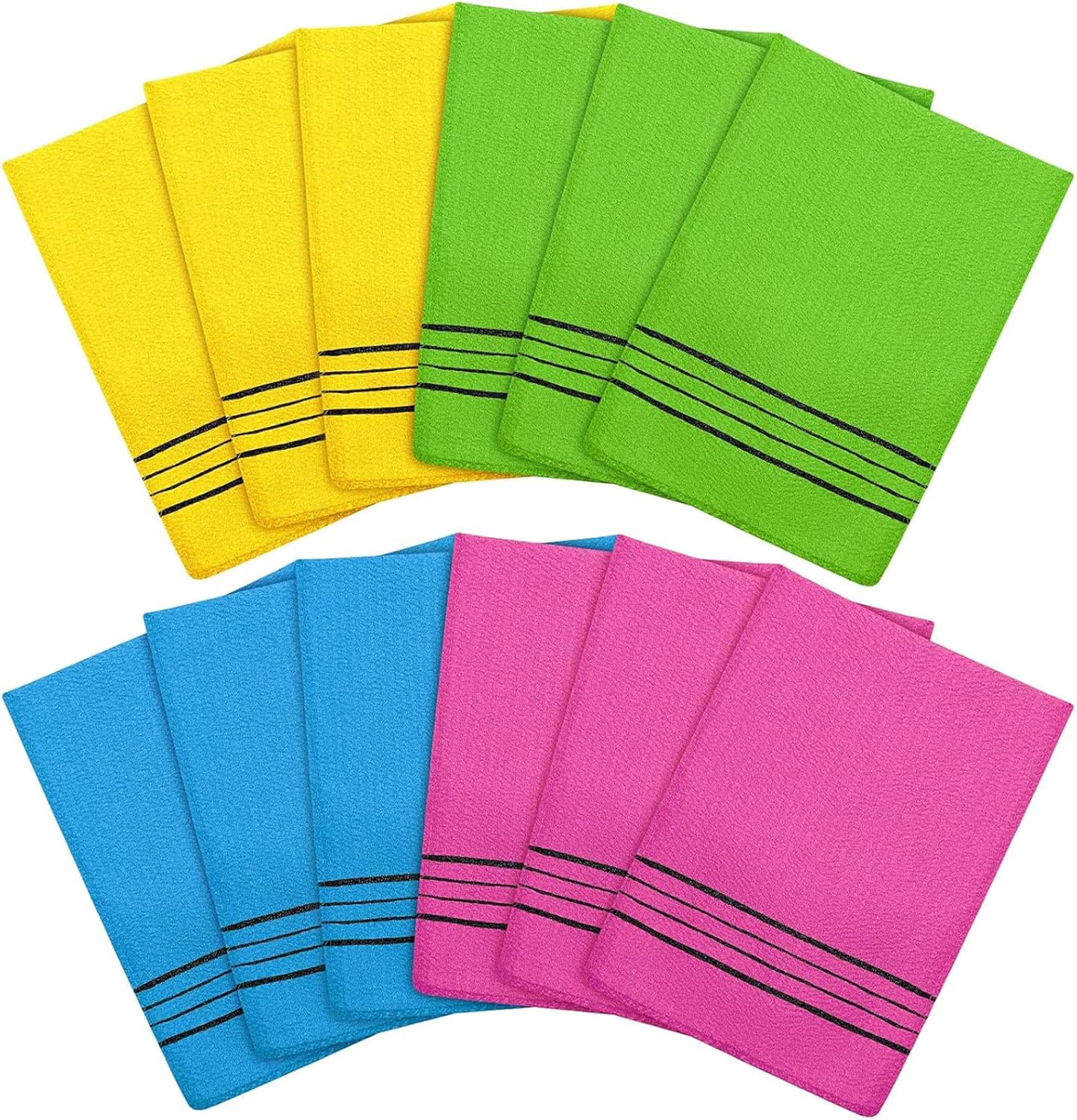12Pcs Korean Exfoliating Mitt Glove, Colorful Italy Towel Body Exfoliating Scrubber, Washcloth for Removing Dead Skin Cleaning Skin Reducing Dirt Grease, Back and Body Gentle Scrub Mitt for Women Men image number 2