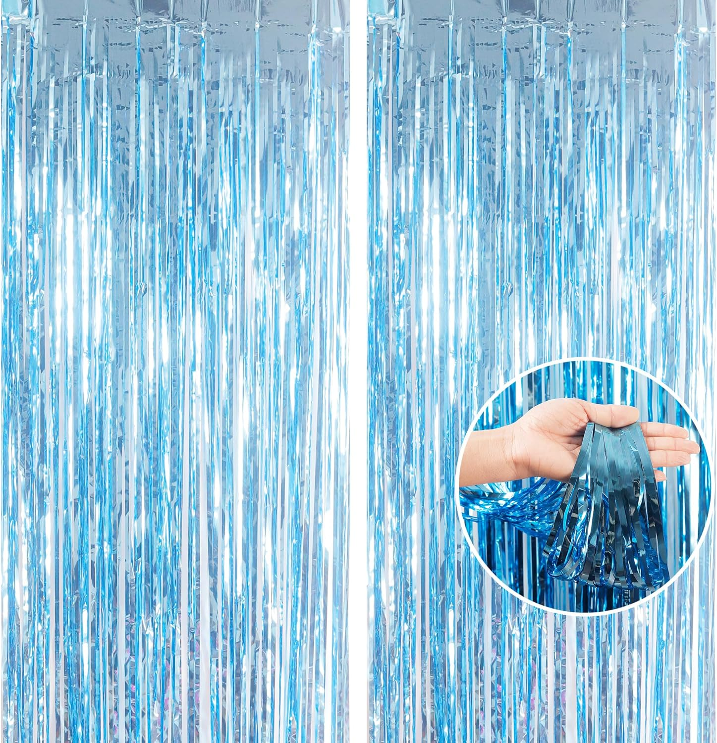 2Pcs 3.2 X 8.3Ft Glitter Red Tinsel Foil Fringe Curtain Door Tinsel Curtain Streamers Party Curtain Photo Banner Decorations for Birthday School Graduation Hen Christmas Party Decorations Red