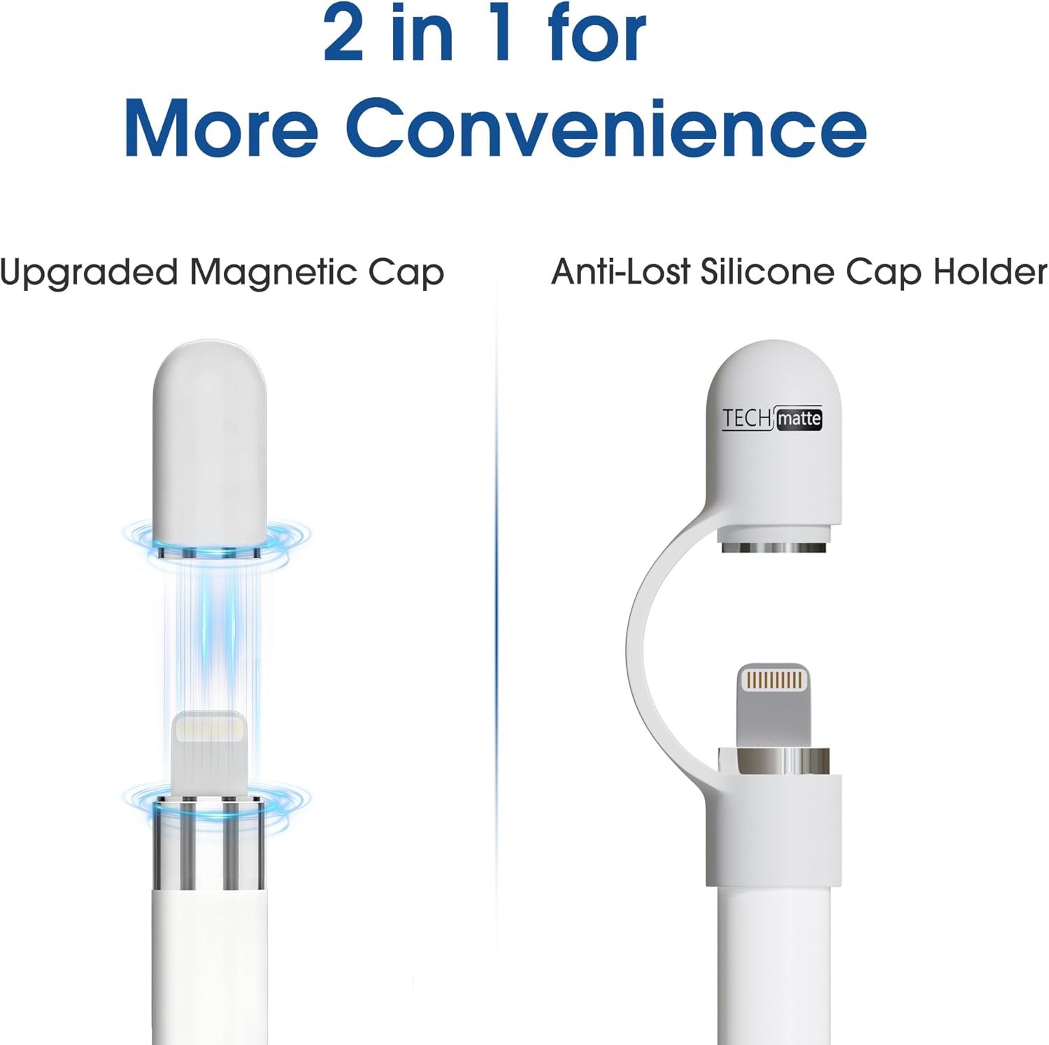 Techmatte Magnetic Replacement Cap Compatible with Apple Pencil (With Cap Holder) (Updated Version) image number 3