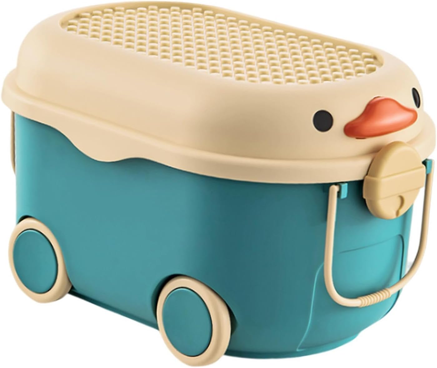 Kid&rsquo;S Storage Chest Toy Box with Wheels Toy Organizers Household Cute Duck Organizing Snack Box Baby Clothes Storage Organizer (Blue, Extra Large)