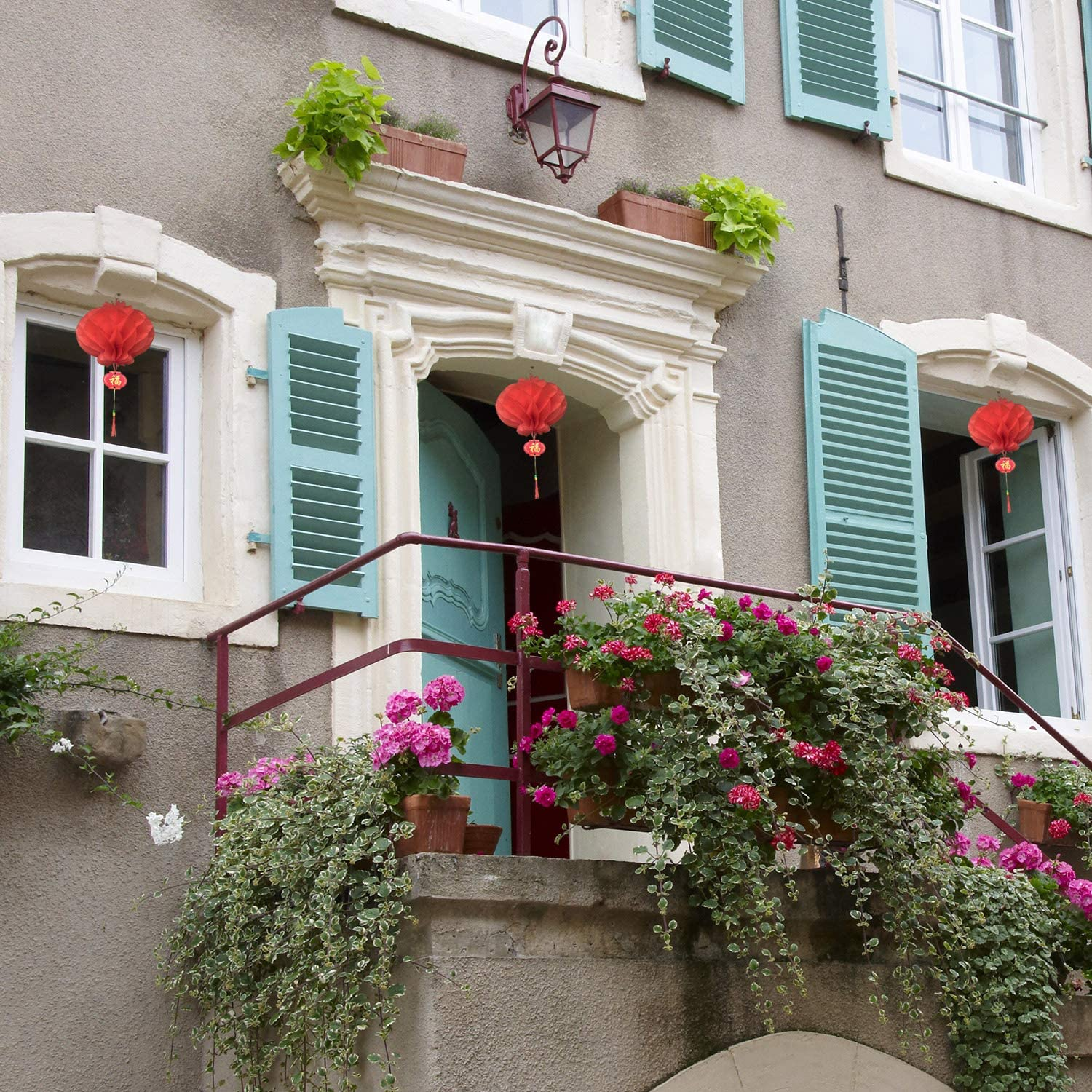 Favide 20 Pieces 10 Inch Chinese Red Paper Lanterns Festival Decorations for New Year, Spring Festival, Wedding and Restaurant image number 4