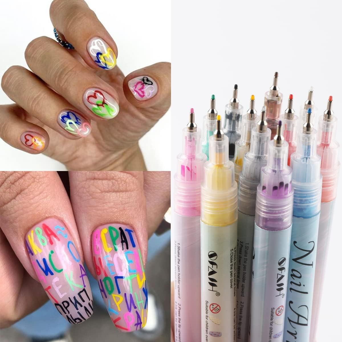Nail Art Graffiti Pen Set 12Pcs Waterproof Painting Marker Pen Black White Drawing Gel Liners Quick Dry Dotting Pen Nails Professional Material for Manicure - 12Pcs-Set image number 4