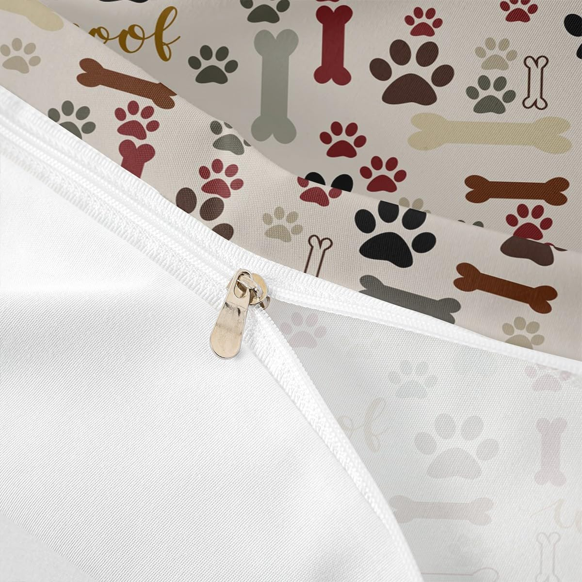 Dog Paw Print Duvet Cover Set Queen Size,Bone Pattern Bedding Set 3Pcs for Kids Teens Girls Boys Room Decor, Pet Animal Comforter Cover Cartoon Quilt Cover with 2 Pillowcases image number 1