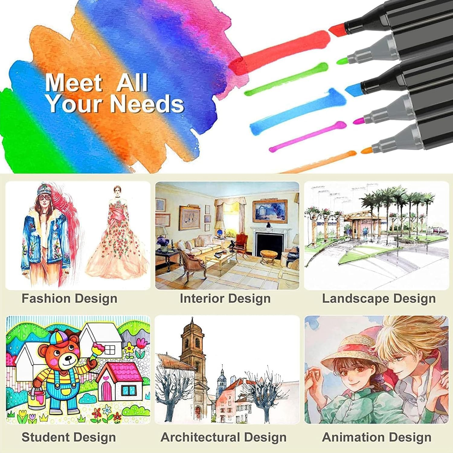 80 Colors Alcohol Markers Art Markers for Kids and Adult Drawing Markers Dual Tip Coloring Painting Perfect for Boys Girls Students Gift,With Organizing Case and Album of Painting image number 2