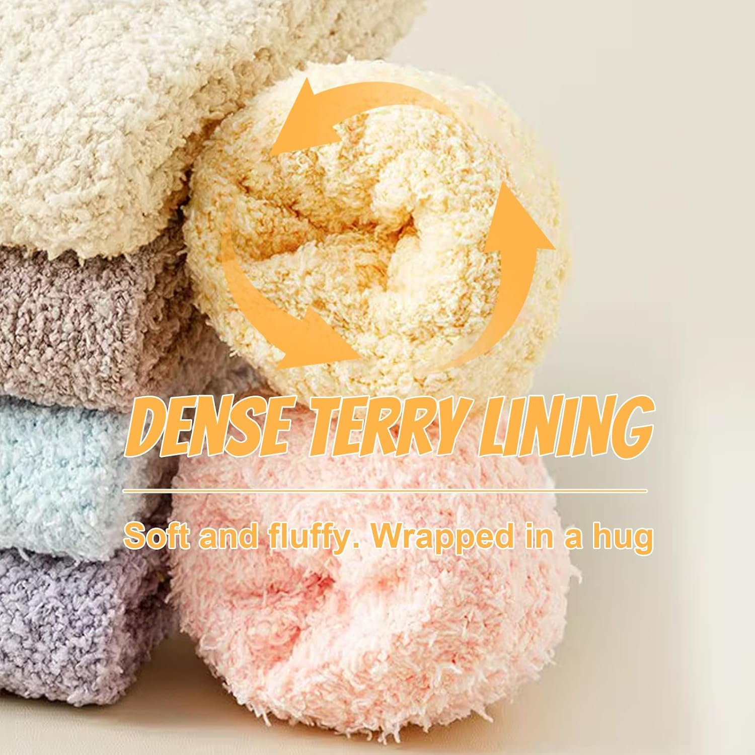 Unisex 3-Pack Non-Slip Winter Socks - Couple Cozy Thermal Fleece Bed Socks with Anti-Skid Grips - Soft Coral Fluffy Floor Sock for Sleeping, Lounge & Home Mid-Crew image number 3