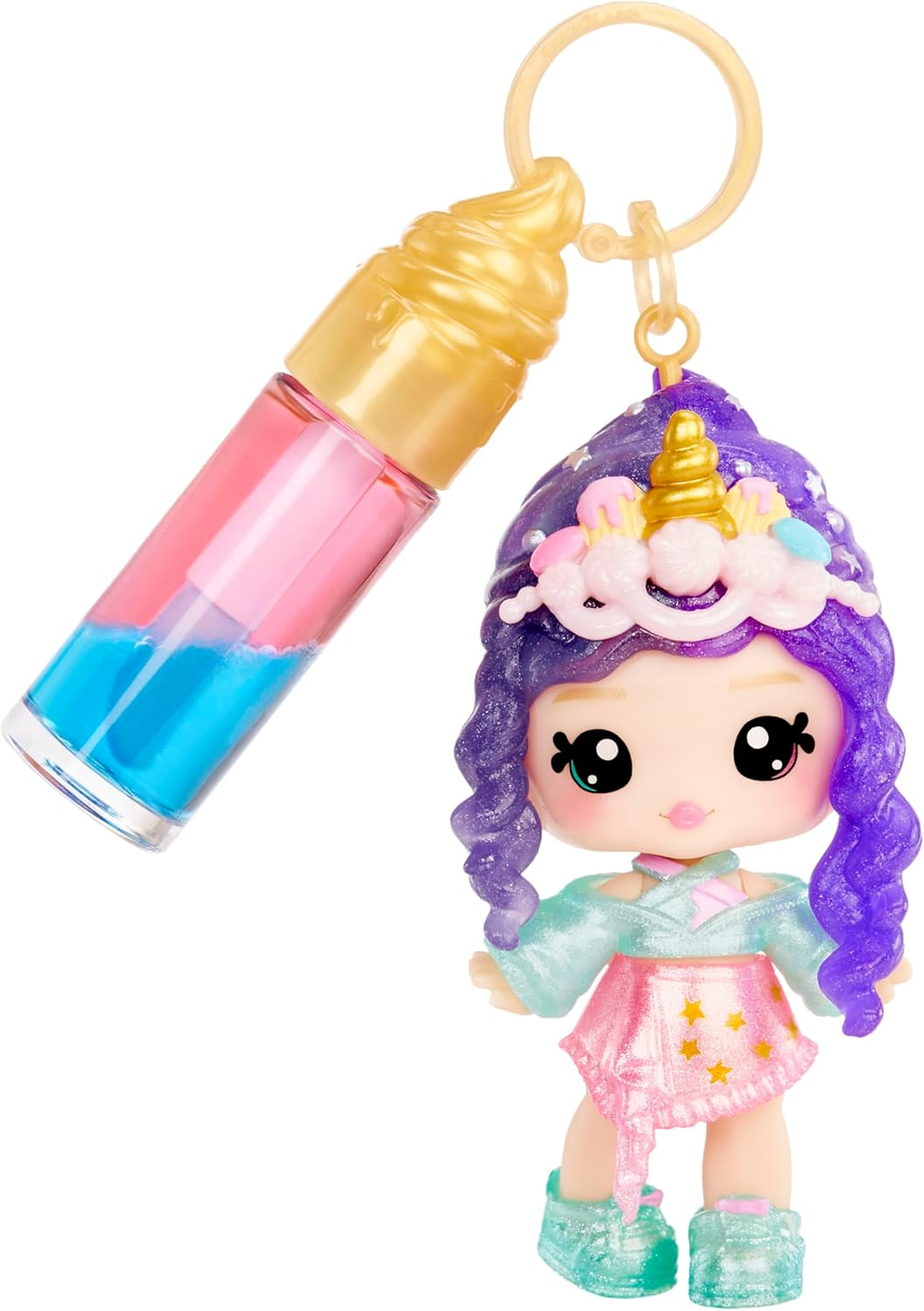 Yummiland Lip Gloss Doll: Mystery Color Change - Phoebe Frappe Includes DIY Lip Gloss + Removable Keychain, Cosmetic Play, Collectible, Ages 4+ image number 6