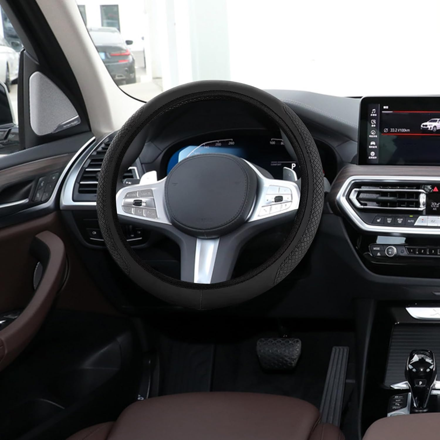 Car Steering Wheel Cover, Steering Wheel Cover for Men and Women, 15 Inch Microfiber Leather Auto Steering Wheel C Over, PU Leather Car Steering Wheel Cover Fit for Most Cars, Suvs, Trucks image number 6