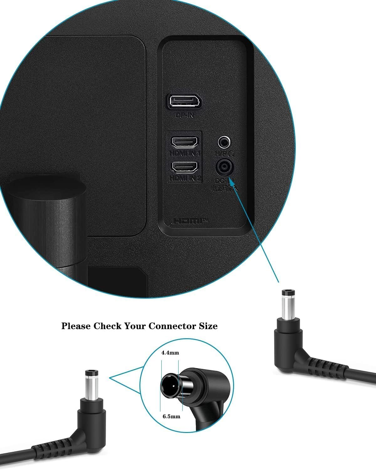 19V Charger for LG Monitor & Sony Bravia TV/VAIO Laptop/Srs-Xg500 XG500 Speaker & Samsung J4000 J4500 J400D J5003 J5205 J525D TV Power Adapter Cord image number 4