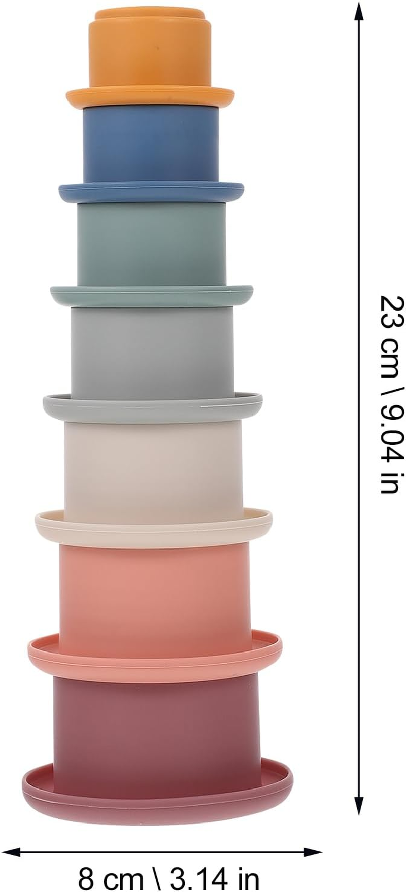 Alasum 7Pcs Cups Toys Children Toy Bathing Stackable Toys Infant Kids Baby Bath Bathing Plaything Stacked Cups to Stack Toddler Silica Gel Blocks image number 3