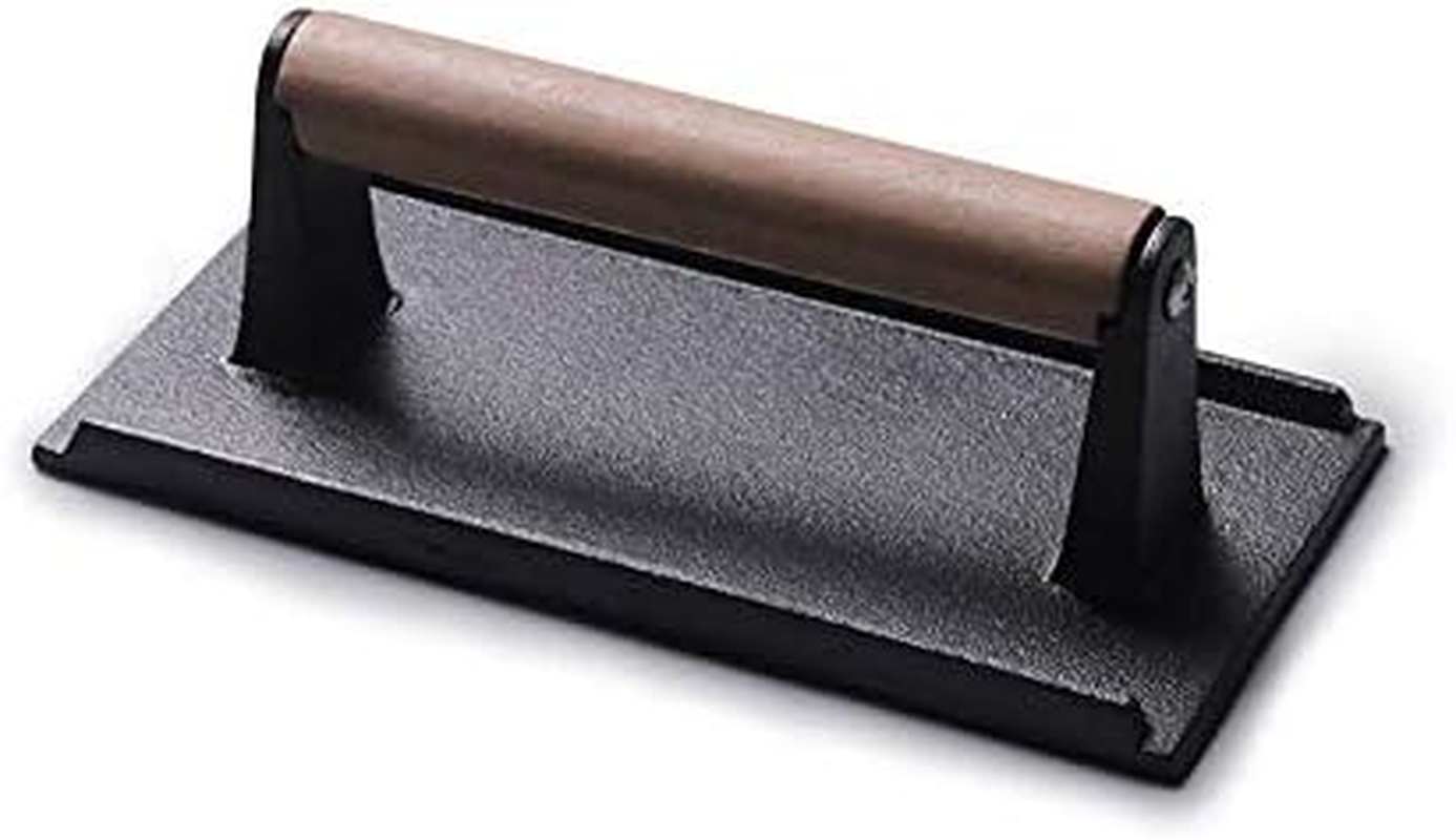 Bacon Press - Heavy - Duty Cast Iron Grill Press Meat Press Steak Grill Weight Burger Smasher Burger Press with Wood Handle (Black 1) image number 2
