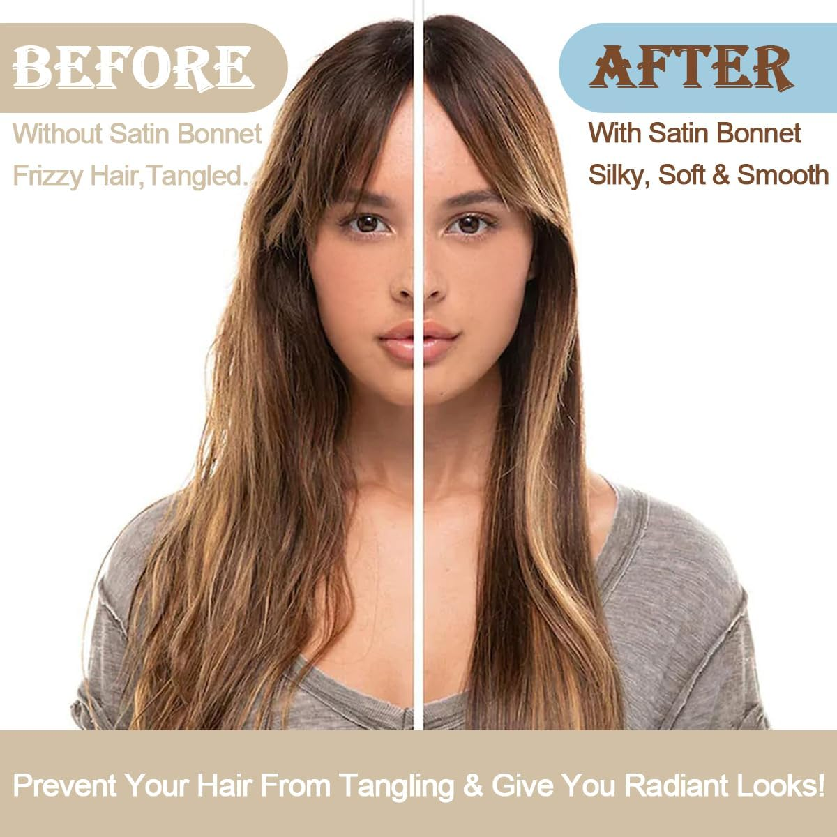 2PCS Silk Satin Bonnet for Sleeping, Soft Elastic Band Hair Bonnet for Women Curly Natural Hair, Double-Layer Silk Satin Sleeping Cap, Shower Cap for Women(Black&Golden) image number 1