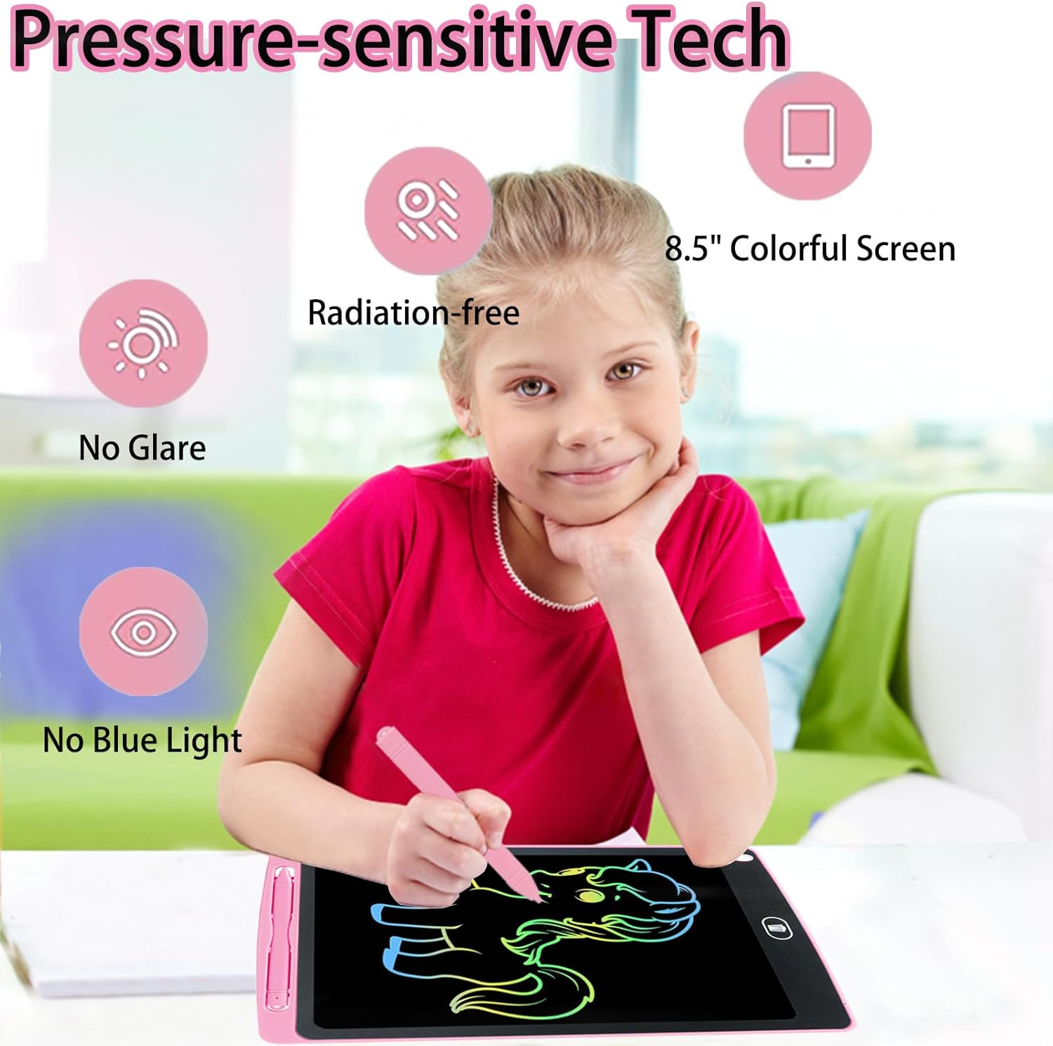 2 Pack LCD Writing Tablet for Girls Boys Toys, 8.5Inch Colorful Drawing Tablet Doodle Board for 3 4 5 6 7 8 Years Old Kids, Educational Learning Gifts, Blue+Pink image number 2