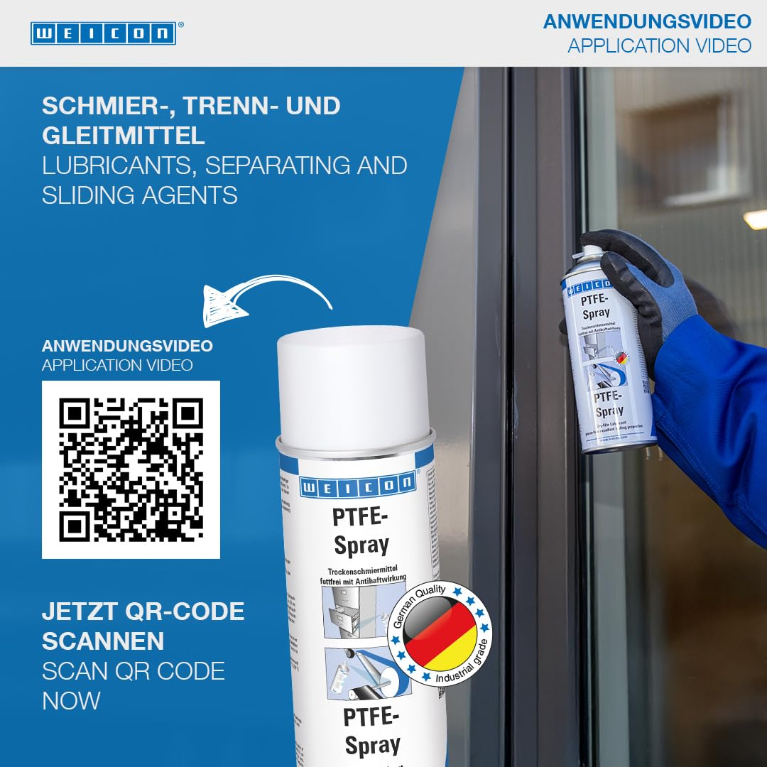 Weicon PTFE Spray 400Ml | Dry Lubricant with Non-Stick Effect | Grease-Free | White image number 5