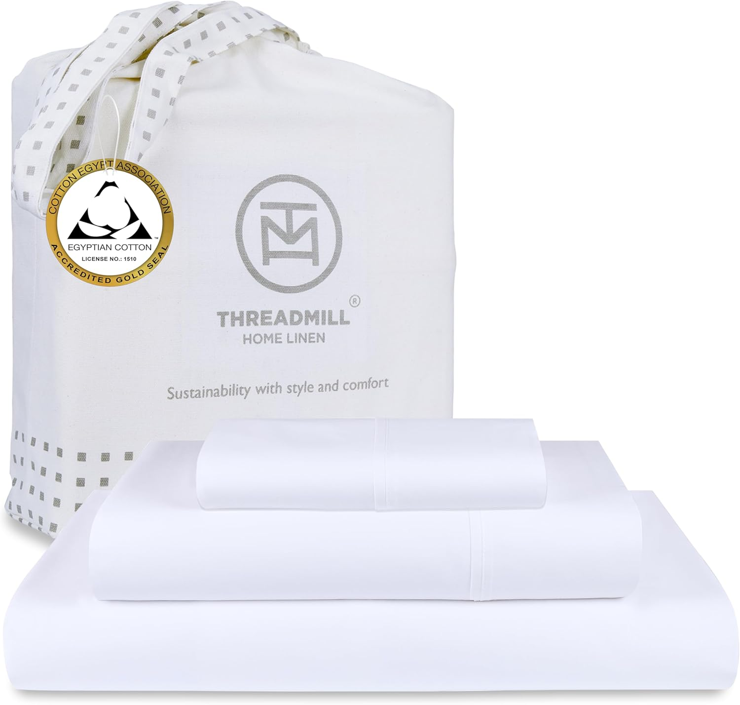 Certified 100% Egyptian Cotton Sheets Queen Size, 4 Piece Luxury Sateen Weave Light Blue Bed Set, Solid Luxury Bedsheets with Elasticized Deep Pocket - by Threadmill