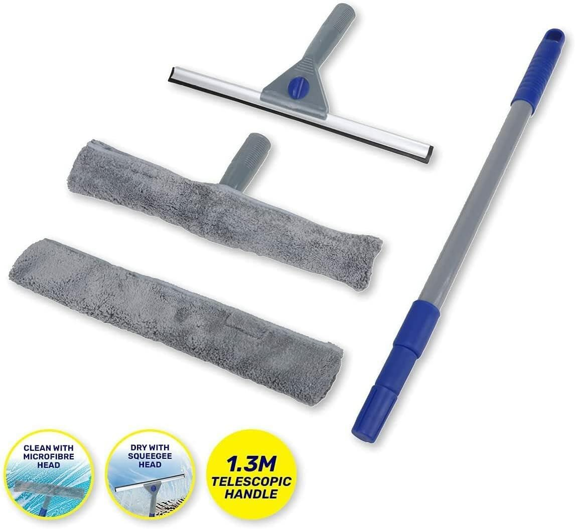 Xtra Kleen Telescopic Extendable Handle Window Cleaning Squeegee Set image number 1