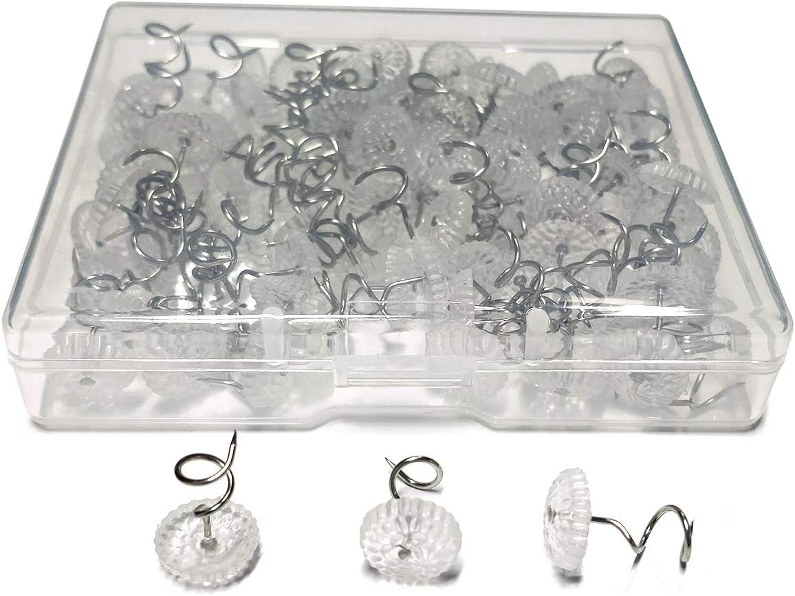 Twist Pins with Clear Heads, Ideas Bedskirt Pins for Holds Bedskirts, Drapes, Slipcovers and Other Fabric and Materials Securely in Place(Pack of 50)