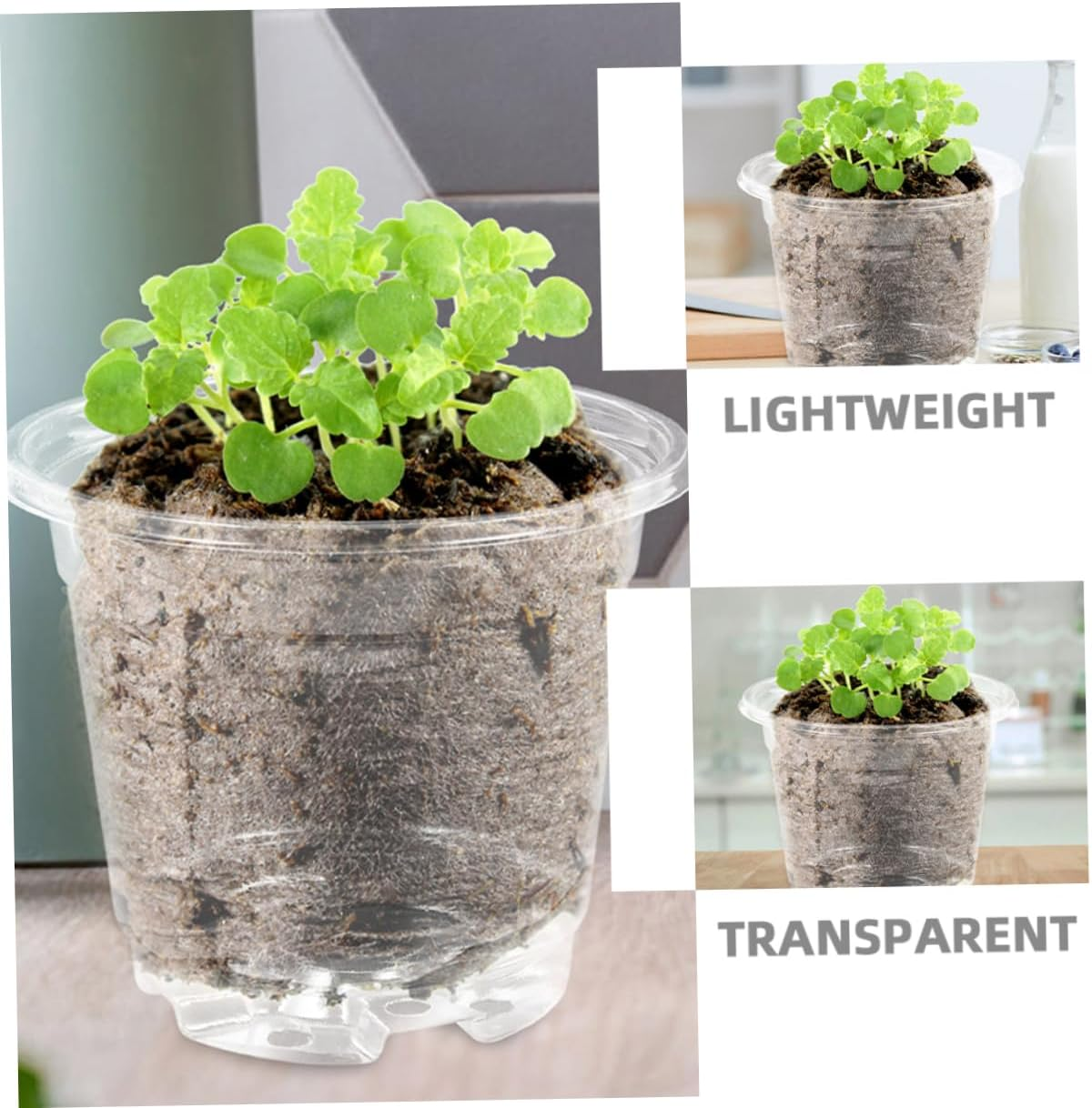 Yardwe 10Sets Moisturizing Flower Pot Plastic Plants Planter Nursery Pots Lids for Seedling for Indoor Planting and Garden Supplies image number 1