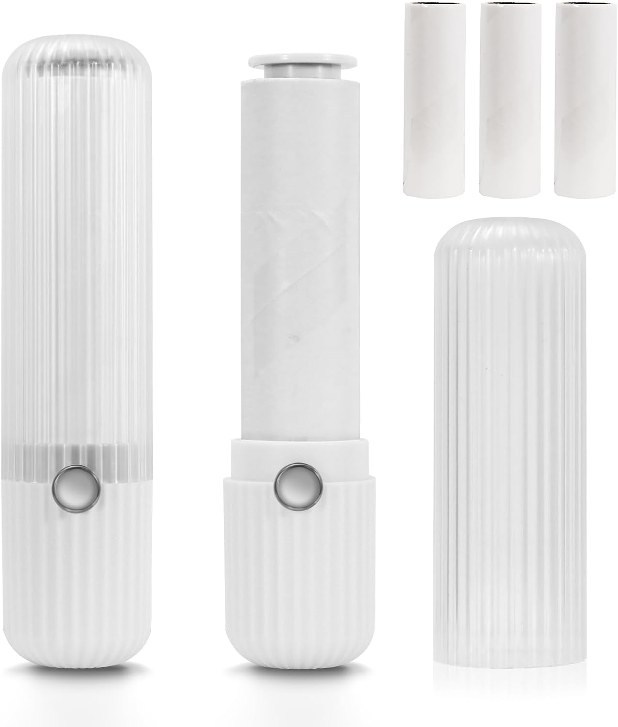 LELE LIFE Mini Lint Roller, Travel Lint Roller for Clothes, Extra Sticky Small Portable with Cover, Cat Hair Remover with 5 Refills, White Lint Roller, Pack of 2