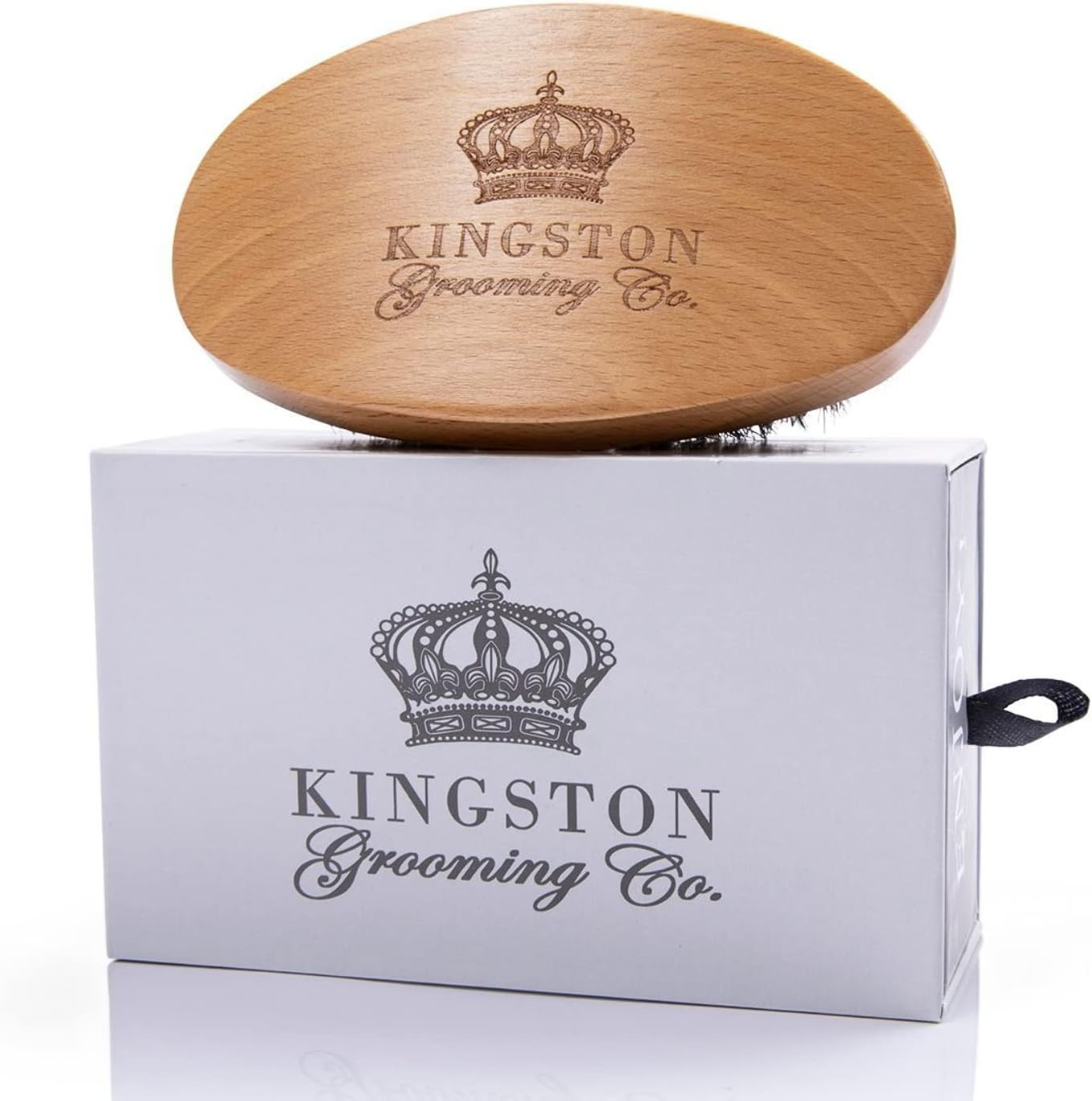 Kingston Grooming- Professional Quality 100% Natural Wooden Dual Boar Hair Bristle Beard and Hair Brush for Men. Solid Beechwood and Engraved Contour Design with Travel Case. image number 4
