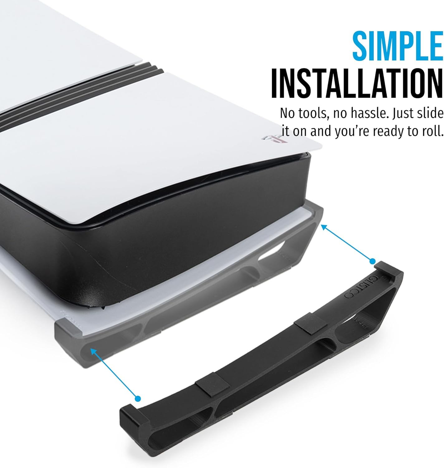 Glistco Skates - Horizontal Stand for PS5 Pro Compatible with Disc & Digital Edition (Black) image number 4