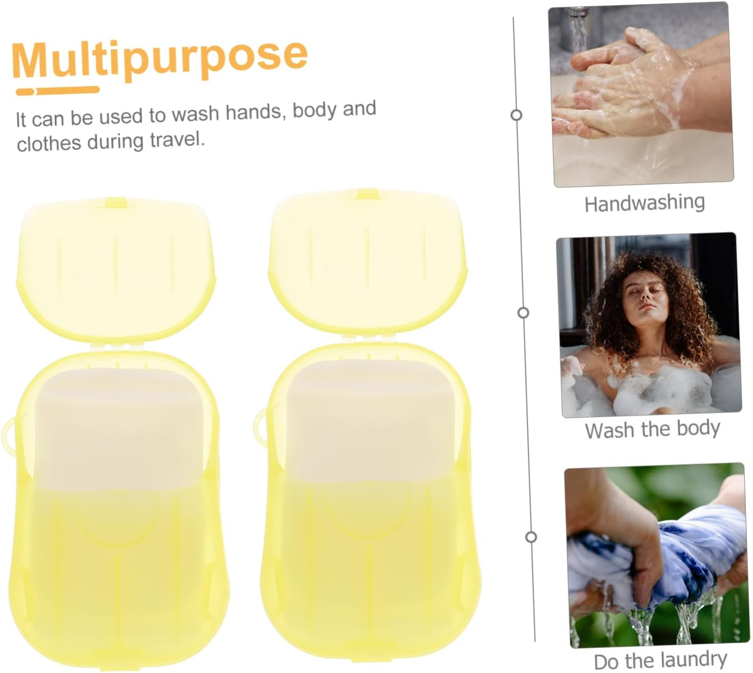 Kisangel Soap Flakes Travel Soap Travel Hand Soap Hand Cleaning Soap Portable Scented Soap Paper Hand Wash Soap Foam Hand Soap Travel Hand Foam Soap Plastic Pink - Yellow image number 3