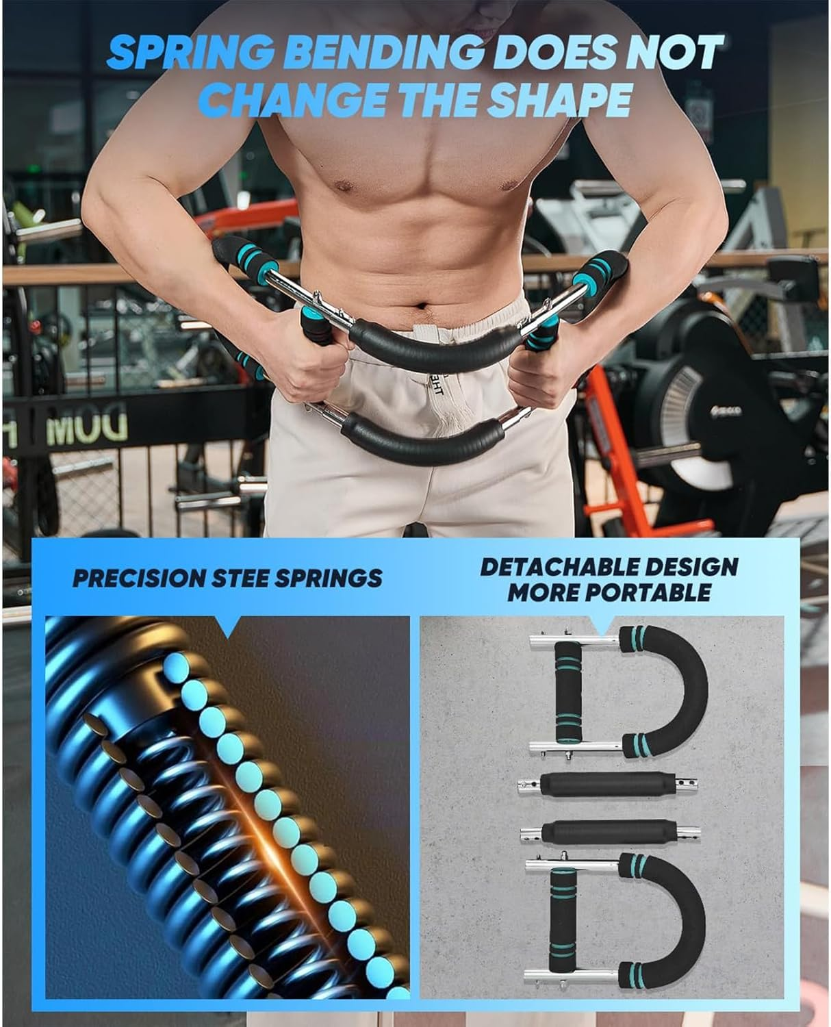 Twister Arm Trainer, 40-100Lb Adjustable Chest Workout Equipment, Arm Trainer, Twister Arm Trainer, Portable Power Twister Bar, Detachable Design Fitness Anywhere image number 3