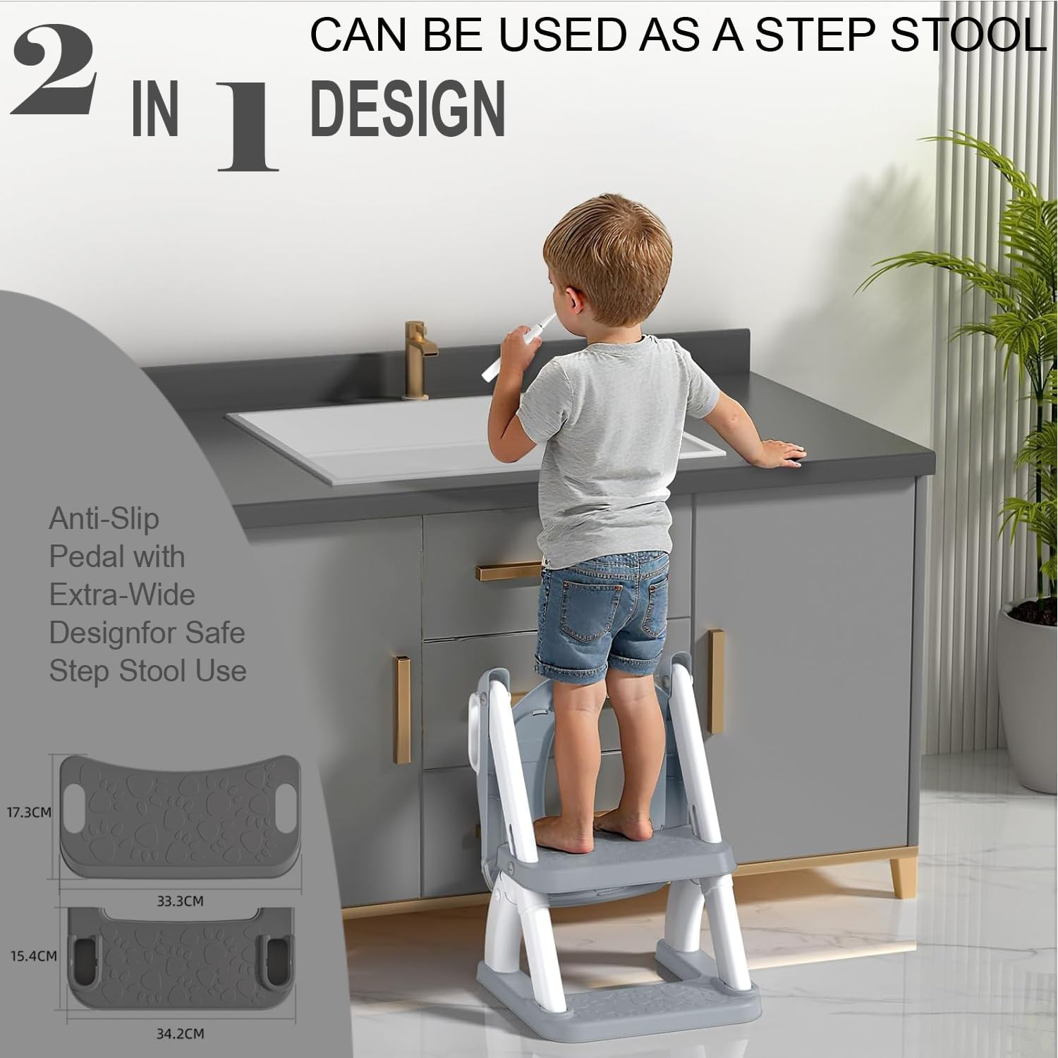 Potty Training Seat with Step Stool Ladder,Potty Training Toilet for Kids Boys Girls,Toddlers-Comfortable Safe Potty Seat with Anti-Slip Pads Ladder (Azure Blue) image number 5