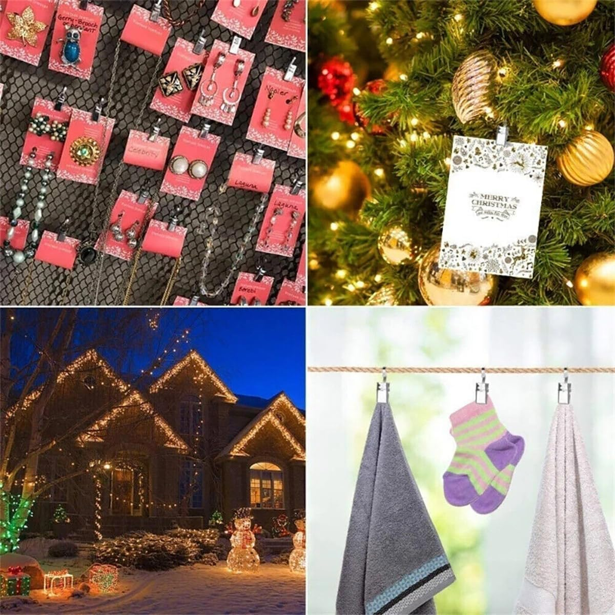 AIMALL 50 PCS Heavy Duty Curtain Clip Hooks - Stainless Steel Shower Curtain Clips, Load-Bearing Paint Clip Buckles, Durable and Strong - Golden image number 2