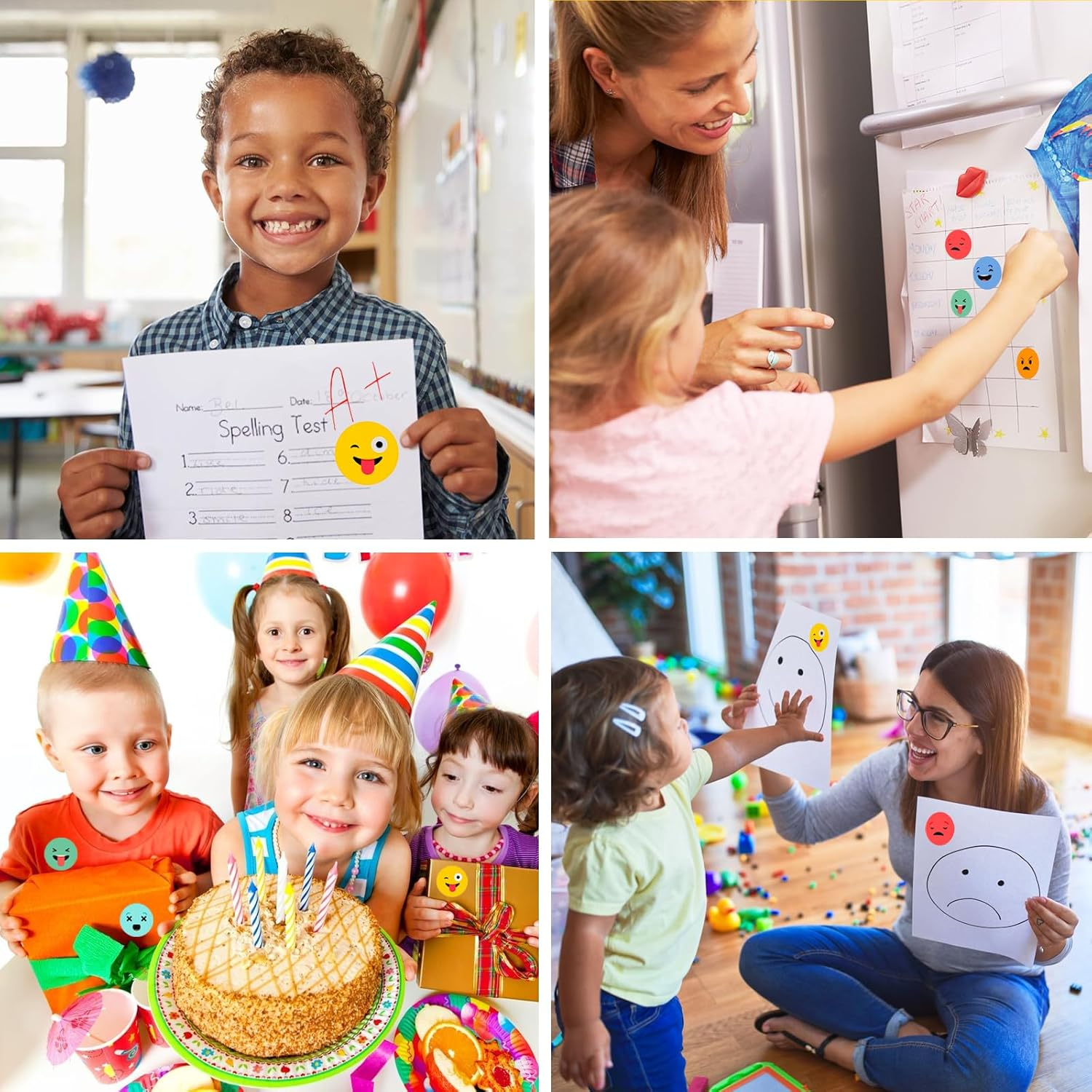 Eideos 1500 PCS Smiley Face Stickers Teachers Reward Stickers for Classroom 8 Colors Style Incentive Stickers Behavior Chart Stickers (1" Each, 3 Rolls) image number 2