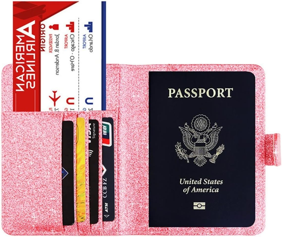 Holibanna RFID Passport Wallet Travel Document Holder Pouch Leather Passport Organizer Magnetic Closure Design image number 4