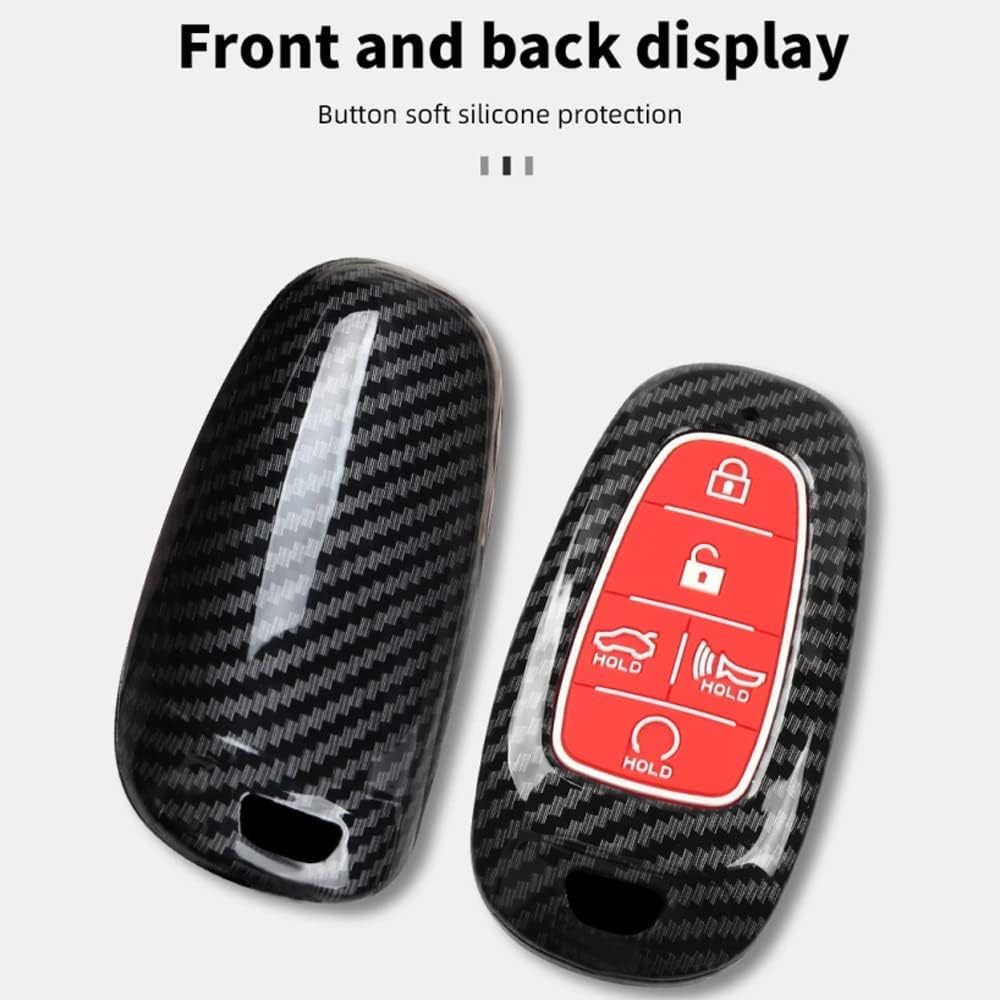 Ontto Plastic Car Key Fob Cover Fit for Hyundai Tucson Sonata DN8 NX4 Ioniq 5 Nexo New Santa Fe Grandeur Azera 2019 2020 2021 2022 Keyring Accessories Remote Key Holder Keychain 6 Buttons Black image number 7
