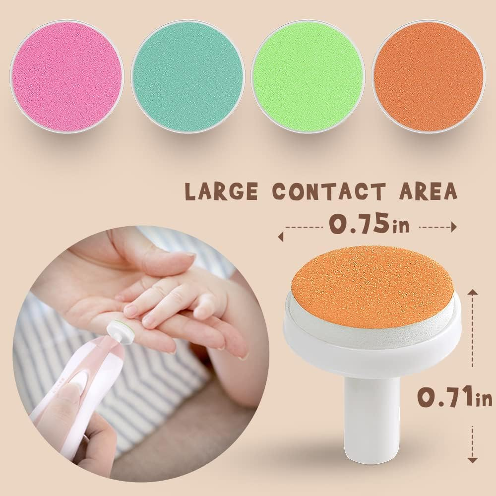 Haakaa Baby Nail Trimmer Replacement Pads Electric Baby Nail Grinding Heads for Standard Electric Kid Nail Trimmer Suits to Newborn Infant Toddler 4Pcs-Multicoloured