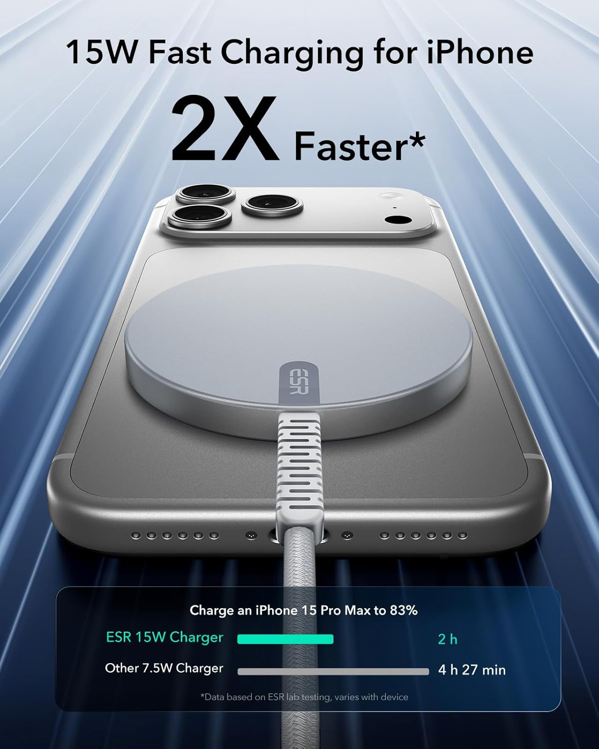 ESR Halolock Wireless Charger, 15W Magsafe Charger, Wireless Charging Pad for Iphone 17/16/15/14/13/12 Series, Airpods 4/3/Pro/Pro 2, Google Pixel 10, Silver image number 5